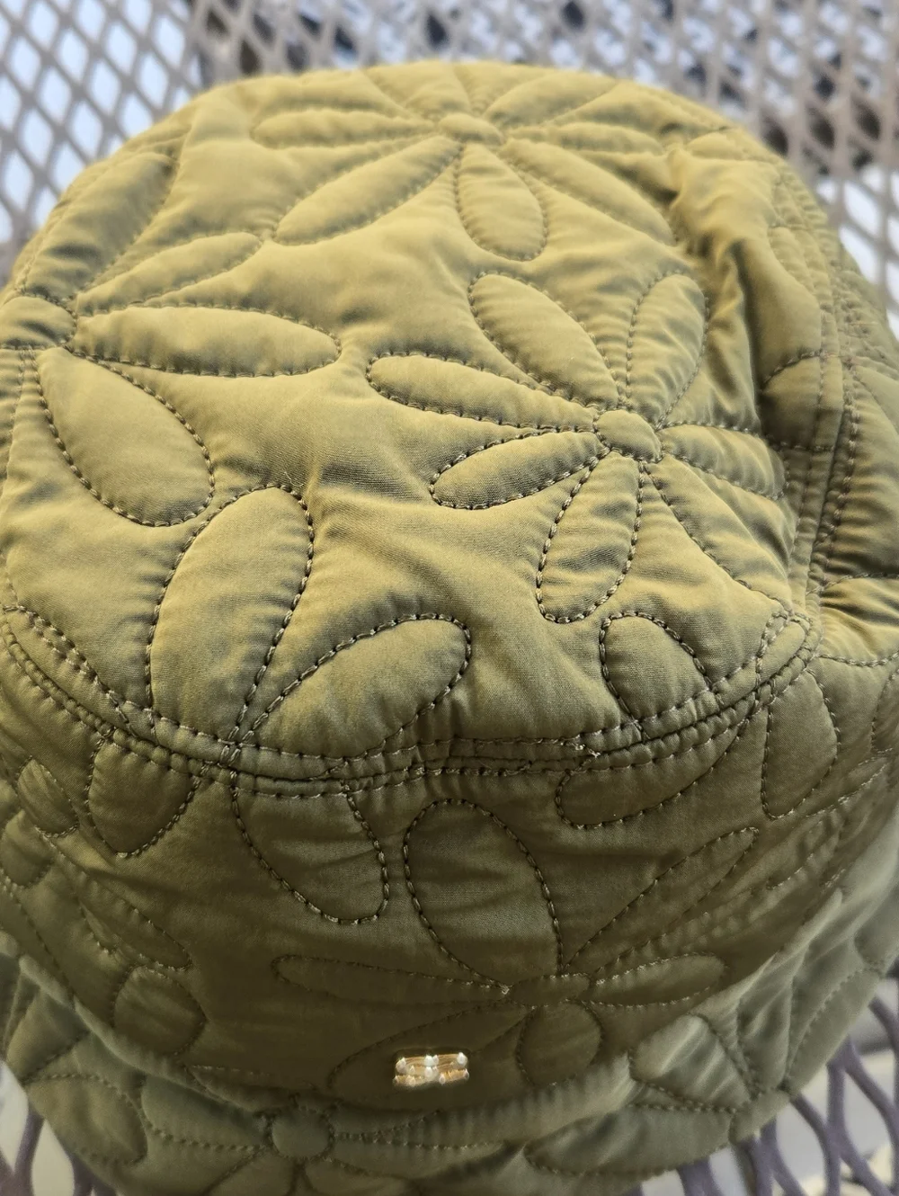 Sandro Daisy Quilted Floral Bucket Hat - Olive Green - Picture 3 of 7